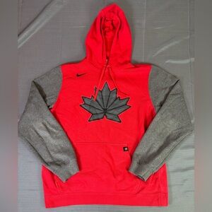 Nike Team Canada 2022 Club Hoodie Large Red Gray Maple Leaf Hockey Canada